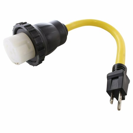 AC WORKS 1.5FT Household 5-15P Plug to RV/Marine 50A Inlet Adapter S515M50-018